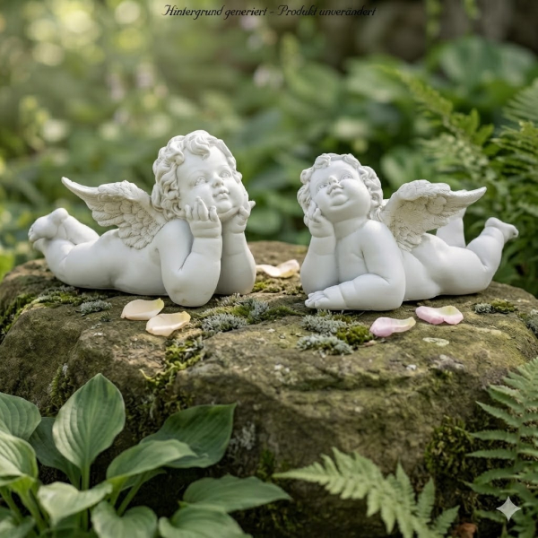 2er Set Niedliche Engel liegend ca. 13 cm - Dekoration